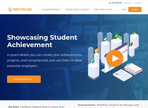 How portfolium.com looks like on a tablet such as an iPad.