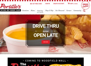How portillos.com looks like on a tablet such as an iPad.