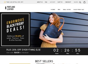 How portlandleathergoods.com looks like on a tablet such as an iPad.