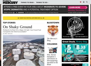 How portlandmercury.com looks like on a tablet such as an iPad.