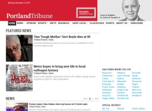 How portlandtribune.com looks like on a tablet such as an iPad.
