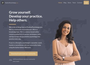 How positivepsychology.com looks like on a tablet such as an iPad.