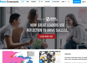How postcrescent.com looks like on a tablet such as an iPad.