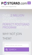 How postgrad.com looks like on a mobile device such as an iPhone.