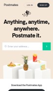 How postmates.com looks like on a mobile device such as an iPhone.