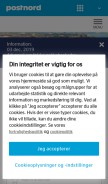 How postnord.dk looks like on a mobile device such as an iPhone.