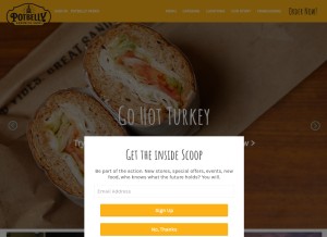 How potbelly.com looks like on a tablet such as an iPad.
