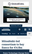 How power-technology.com looks like on a mobile device such as an iPhone.