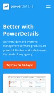 How powerdetails.com looks like on a mobile device such as an iPhone.