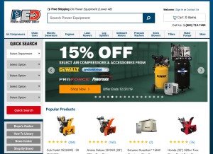 How powerequipmentdirect.com looks like on a tablet such as an iPad.