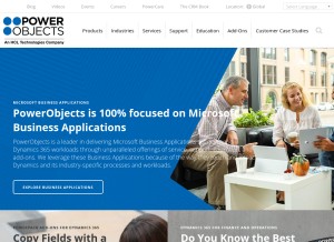 How powerobjects.com looks like on a tablet such as an iPad.