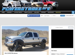 How powerstroke.org looks like on a tablet such as an iPad.