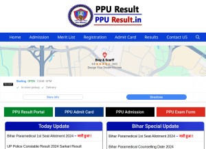 How ppuresult.in looks like on a tablet such as an iPad.