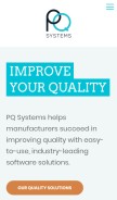 How pqsystems.com looks like on a mobile device such as an iPhone.