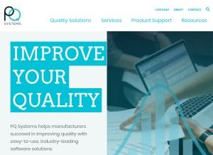 How pqsystems.com looks like on a tablet such as an iPad.