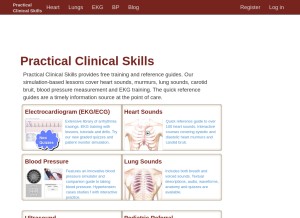 How practicalclinicalskills.com looks like on a tablet such as an iPad.