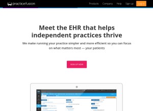How practicefusion.com looks like on a tablet such as an iPad.