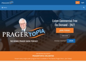 How pragertopia.com looks like on a tablet such as an iPad.