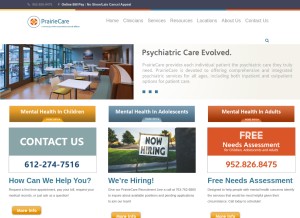 How prairie-care.com looks like on a tablet such as an iPad.