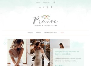 How praisewedding.com looks like on a tablet such as an iPad.