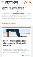How pratique.fr looks like on a mobile device such as an iPhone.