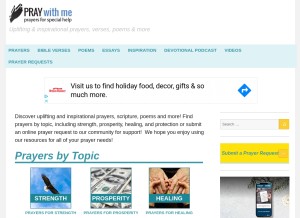 How praywithme.com looks like on a tablet such as an iPad.