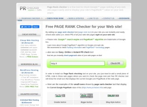 How prchecker.info looks like on a tablet such as an iPad.