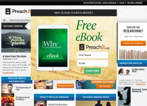 How preachit.org looks like on a tablet such as an iPad.