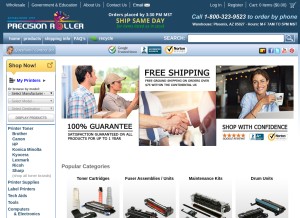 How precisionroller.com looks like on a tablet such as an iPad.