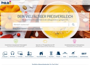 How preis.de looks like on a tablet such as an iPad.