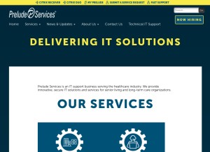 How preludeservices.com looks like on a tablet such as an iPad.