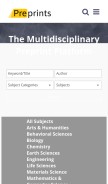 How preprints.org looks like on a mobile device such as an iPhone.