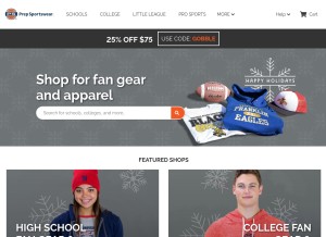 How prepsportswear.com looks like on a tablet such as an iPad.