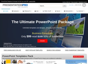 How presentationpro.com looks like on a tablet such as an iPad.