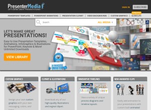 How presentermedia.com looks like on a tablet such as an iPad.