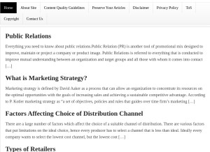 How preservearticles.com looks like on a tablet such as an iPad.