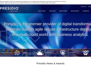 How presidio.com looks like on a tablet such as an iPad.