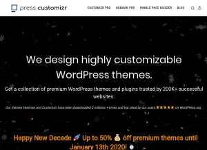 How presscustomizr.com looks like on a tablet such as an iPad.