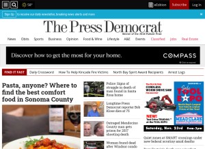 How pressdemocrat.com looks like on a tablet such as an iPad.