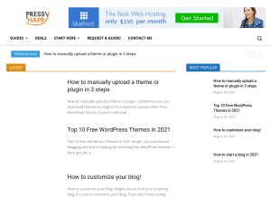 How pressyhappy.com looks like on a tablet such as an iPad.