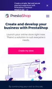 How prestashop.com looks like on a mobile device such as an iPhone.