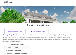 How prestigekingscounty.ind.in looks like on a tablet such as an iPad.
