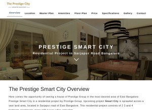 How prestigesmartcity.in looks like on a tablet such as an iPad.