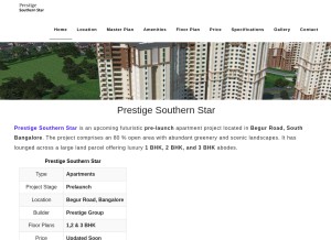 How prestigesouthernstar.ind.in looks like on a tablet such as an iPad.