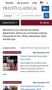 How prestomusic.com looks like on a mobile device such as an iPhone.