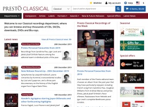 How prestomusic.com looks like on a tablet such as an iPad.