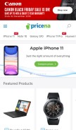 How pricena.com looks like on a mobile device such as an iPhone.