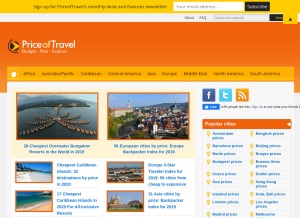 How priceoftravel.com looks like on a tablet such as an iPad.