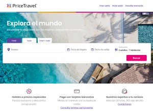 How pricetravel.com looks like on a tablet such as an iPad.