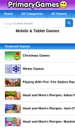 How primarygames.com looks like on a mobile device such as an iPhone.